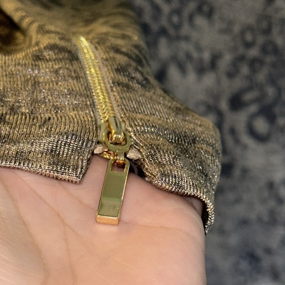 Cache Black & Gold Leopard Print Long Sleeve Cowl Neck   Cocktail Evening Dress - Picture 6 of 11